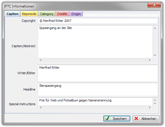 FixFoto IPTC-Editor