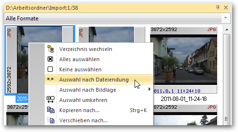 Auswahl Nach Dateiendung